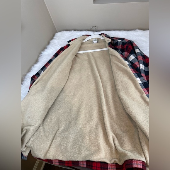 LL bean fleece lined Red and Black Plaid Flannel Shirt small - Picture 7 of 12